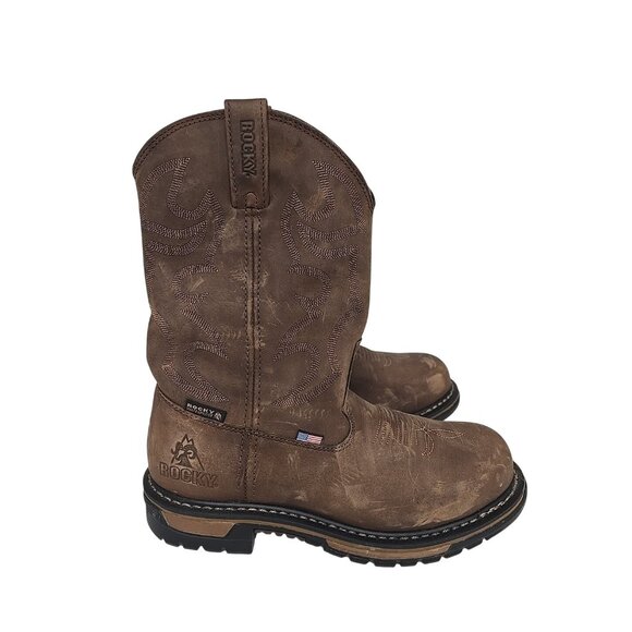 Rocky Men\'s RKW0419 Original Ride USA Steel Toe Western Work Boot Brown  8.5M main image 5